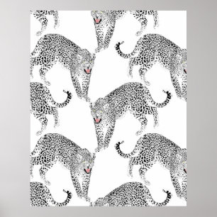 Poster Na moda preto e rosa Design branco de leopardo-ros