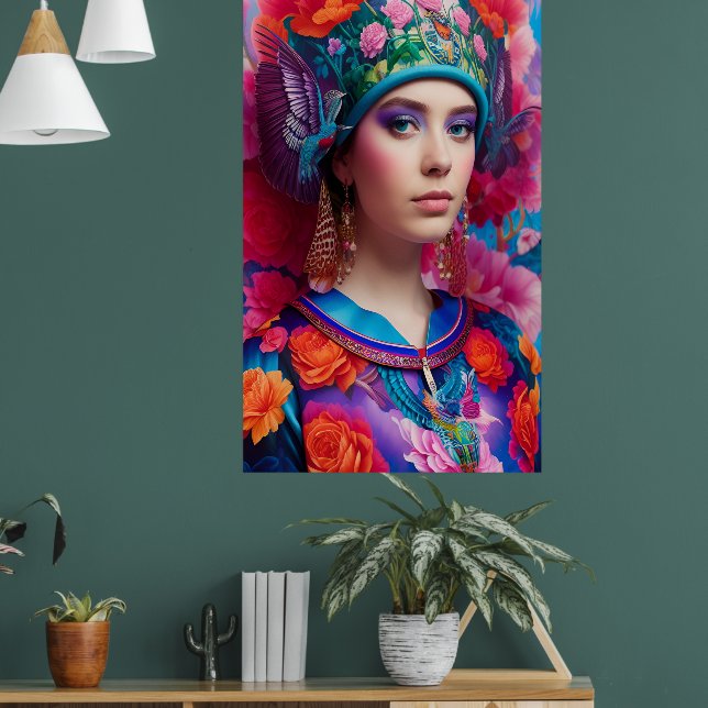 Poster Na moda princesa com chapéu floral (Sala de Estar 1)