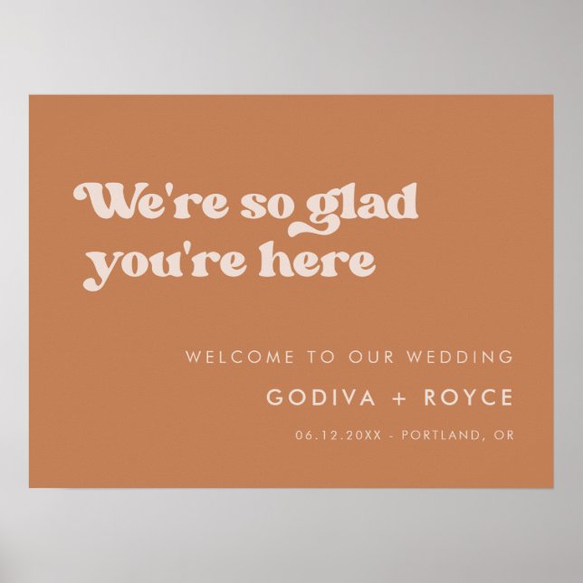 Poster Na moda retro Açúcar Brown Tão feliz que esteja aq (Frente)