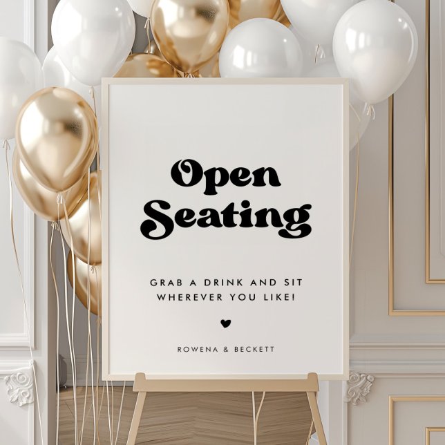 Poster Na moda retro Black & White Open Seating Weding (Criador carregado)