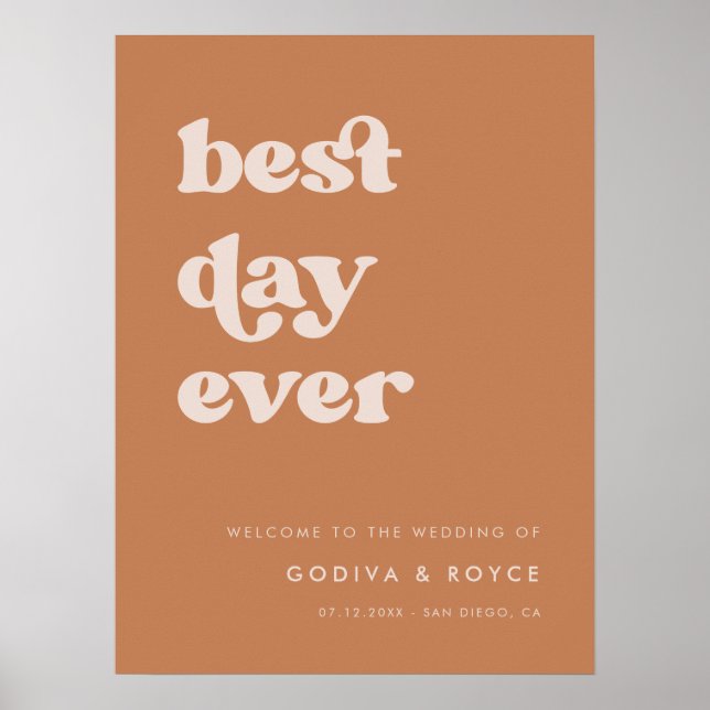 Poster Na moda retro Brown Best Day Ever Welcome (Frente)