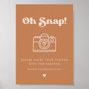 Poster Na moda retro Brown Oh Snap Wedch sinal hashtag