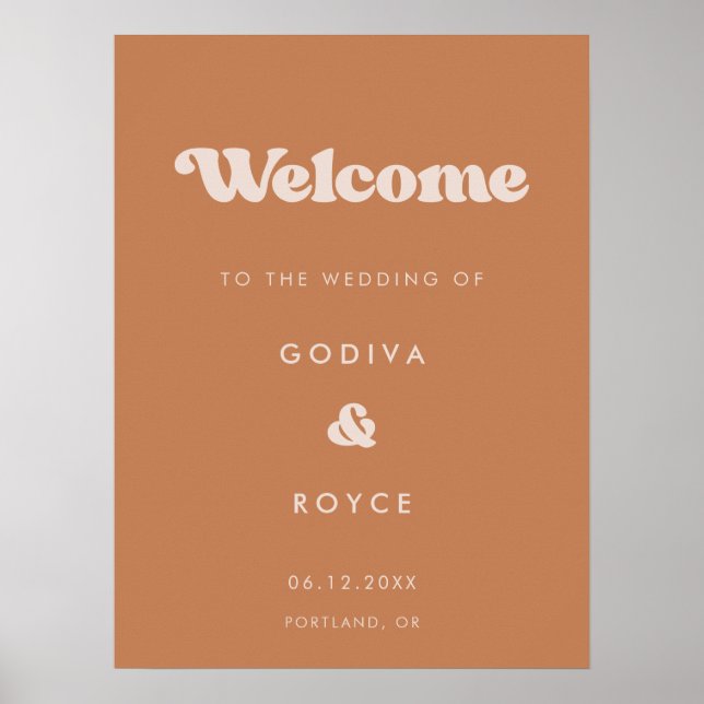 Poster Na moda retro Brown Sugar Bem-vindo ao nosso casam (Frente)