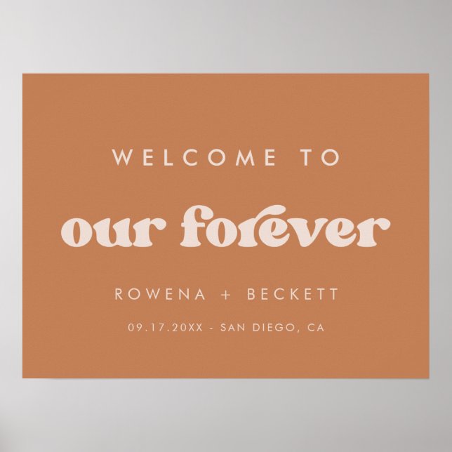 Poster Na moda retro Brown Sugar Bem-vindo ao nosso Forev (Frente)