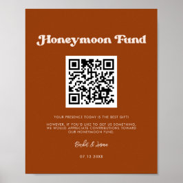 Poster Na moda retro Burnt Orange Honeymoon fund código Q