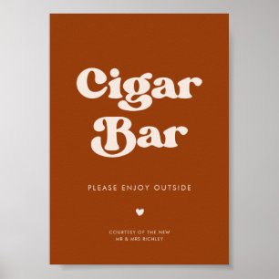 Poster Na moda retro Burnt Orange Wedding Charm Sinal Bar