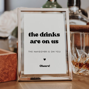 Poster Na moda retro casamento preto e branco Sinal de ba