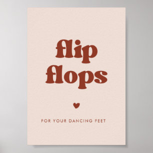 Poster Na moda retro Painel de Chinelos Pink Pink Casamen