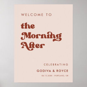 Poster Na moda retro Peach Pink Morte Após Boas-Vindas