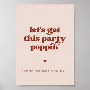 Poster Na moda retro Pink Vamos obter este pino de festa