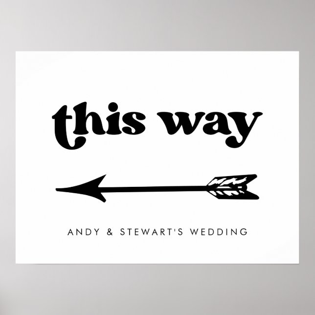 Poster Na moda retro preto e branco Direção do casamento (Frente)