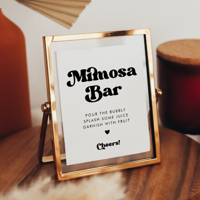 Poster Na moda retro preto e branco sinal de bar Mimosa (Criador carregado)