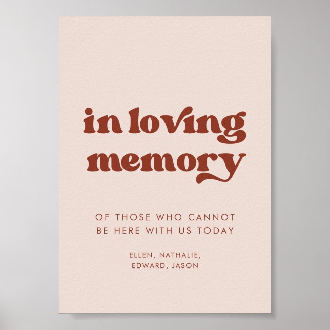 Poster Na moda retro Rosa Em memória amorosa sinal de cas (Frente)