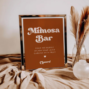 Poster Na moda retro sinal de bar Mimosa de Casamento Lar