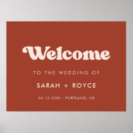 Poster Na moda retro Terracotta Bem-vindo ao nosso casame