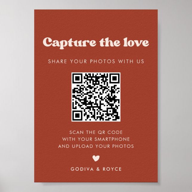 Poster Na moda retro Terracotta Capture o sinal de amor (Frente)