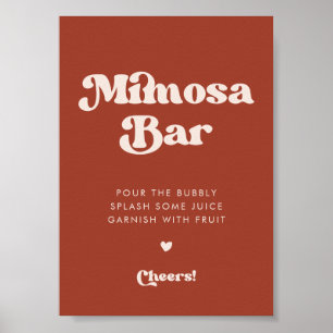 Poster Na moda retro Terracotta Wedding Mimosa sinal bar
