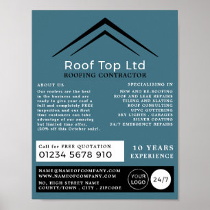 Poster Na moda Roof, Roofer, Anúncio do Contratante de Te