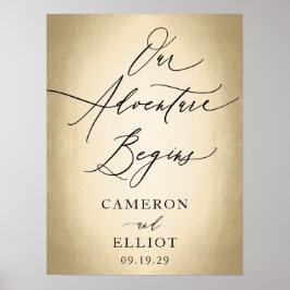 Poster Na moda Script Nossa Aventura Começa Sinal De Casa