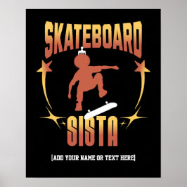 Poster Na moda SKATEBOARD SISTA Afro Skateboard Personali