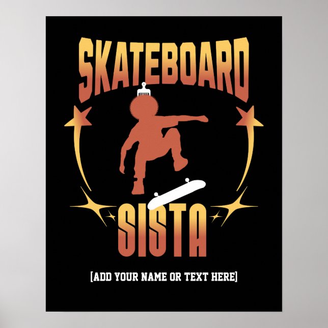 Poster Na moda SKATEBOARD SISTA Afro Skateboard Personali (Frente)