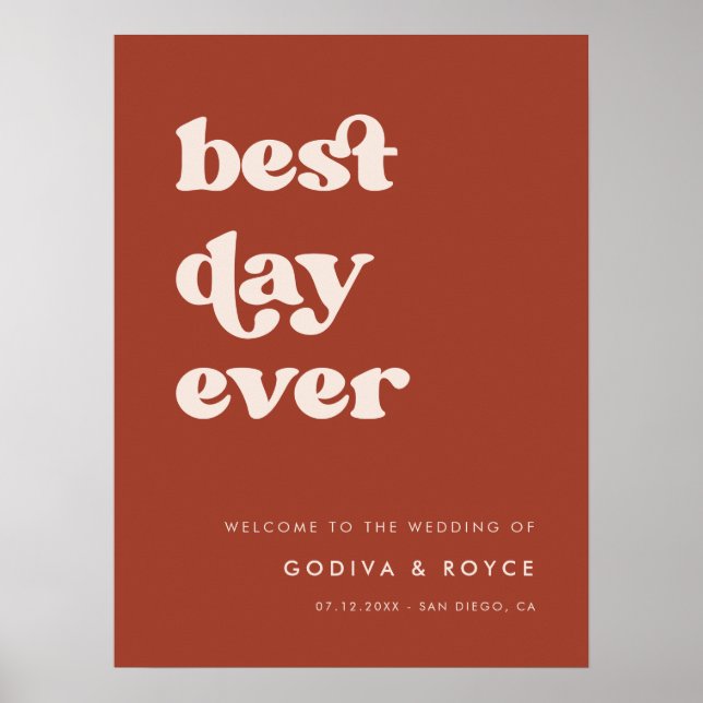 Poster Na moda Terracotta Best Day Ever Welcome (Frente)