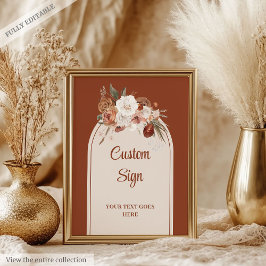 Poster Na moda Terracotta Pampas Sage Boho Personalizado