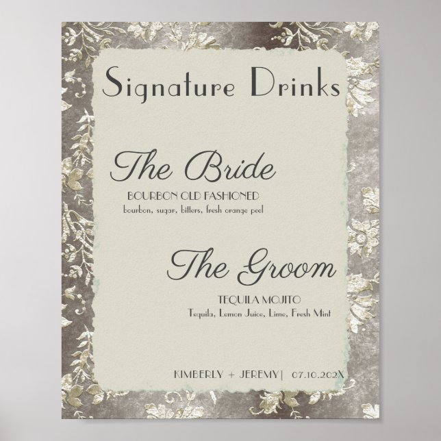 Poster Na moda Vintage Pewter Signature Drinks (Frente)