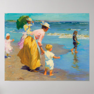 Poster Na praia por Edward Potthast art