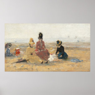 Poster Na praia, Trouville - Eugène Boudin Fine Art