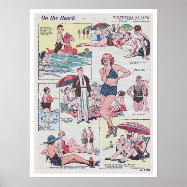 Poster Na Praia - Vintage - 1935 (Frente)