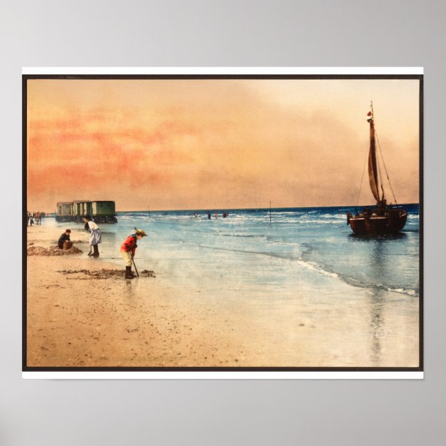 Poster Na Praia - Vintage Fine Art (Frente)
