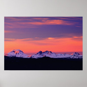 Poster NA, USA, Oregon, The Three Sisters Mountains