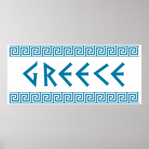 Poster Nação do país grécia nome do texto símbolo grego t