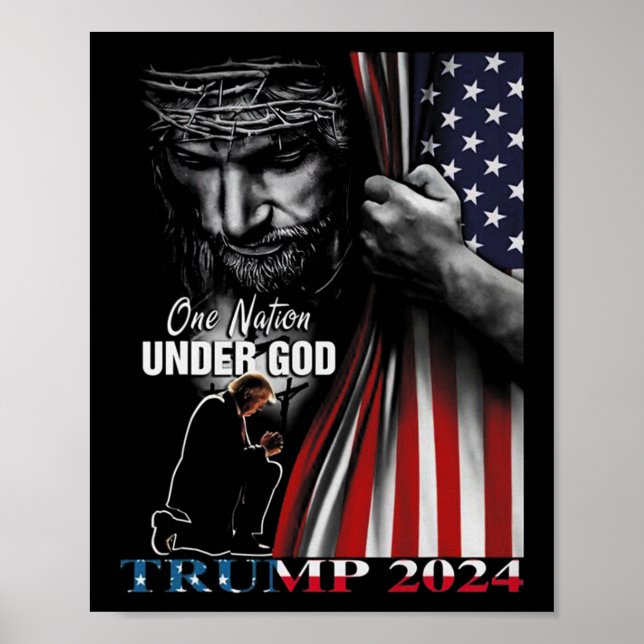 Poster Nação Sob Deus Trump 2024 Bandeira de Deus America (Frente)