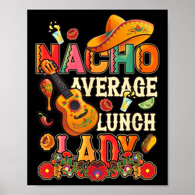Poster Nacho Média Almoço Lady Cinco De Mayo Fiesta Mexi (Frente)