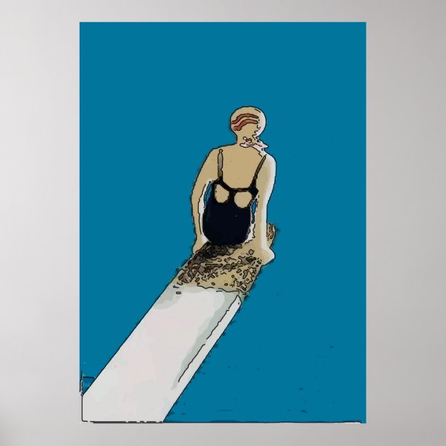Poster Nadador, abstrato no conselho, adicionar texto (Frente)