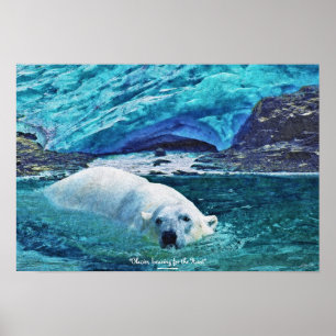 Poster nadador da arte do urso polar & dos animais