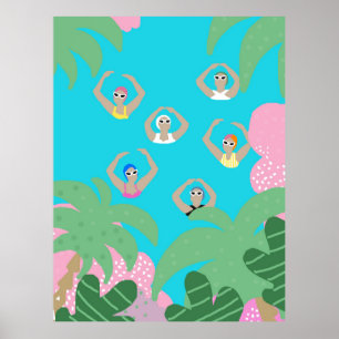 Poster Nadadores Artísticos Ilustração da natação artís