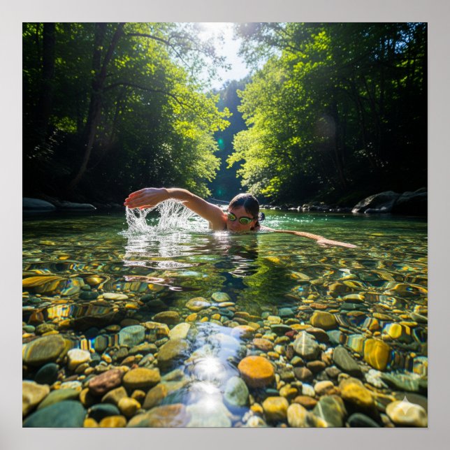 Poster Nadando em uma corrente limpa (Frente)