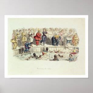 Pôster Nadando para senhoras, 1844 (litho)