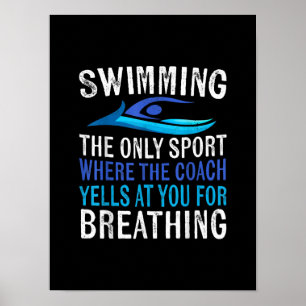 Poster Nadar Apenas Esporte Onde O Treinador Swimmer Ofer