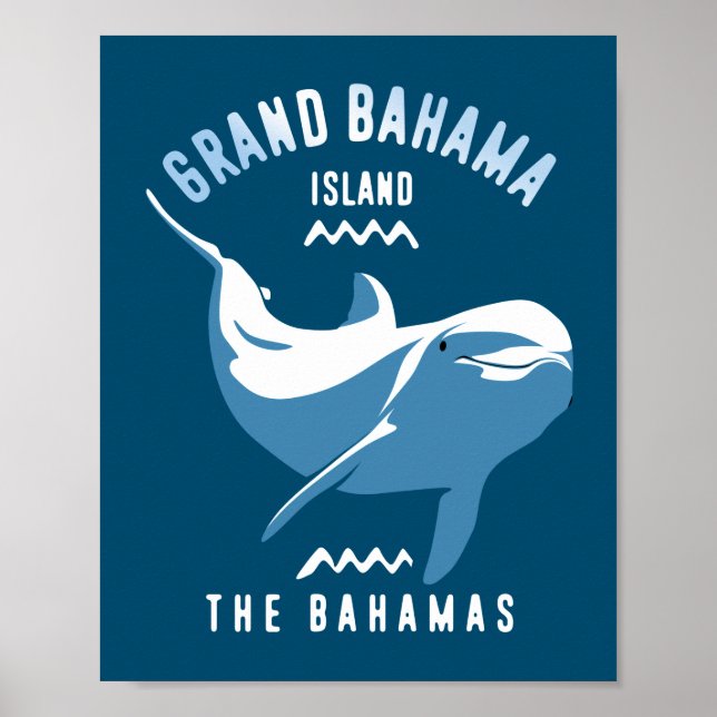 Poster Nadar com Golfinhos - Grande Bahama (Frente)