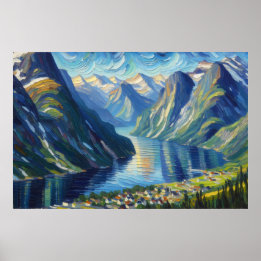 Poster Næ røyfjord Oil Painting