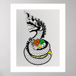 Poster Naga Ramen Thai Japan Fusion Comida Fantasy Wall A