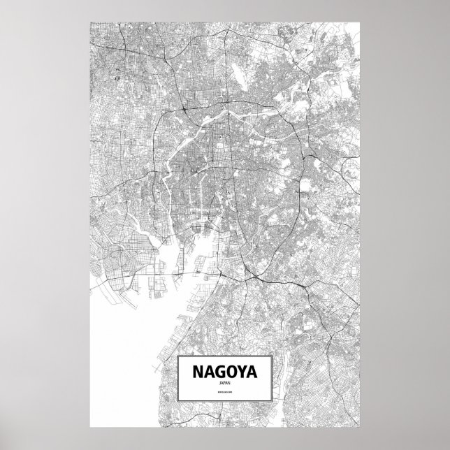 Poster Nagoya, Japão (preto no branco) (Frente)