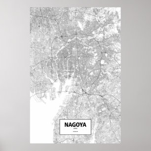 Poster Nagoya, Japão (preto no branco)