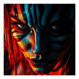 Pôster Nahaufnahme: Frau mit Zebramuster im Gesicht