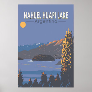 Poster Nahuel Huapi Lake Argentina Viagem Art Vintage