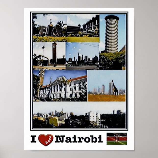 Poster Nairobi - Eu Amo Mosaico - Skyline - Panorama (Frente)
